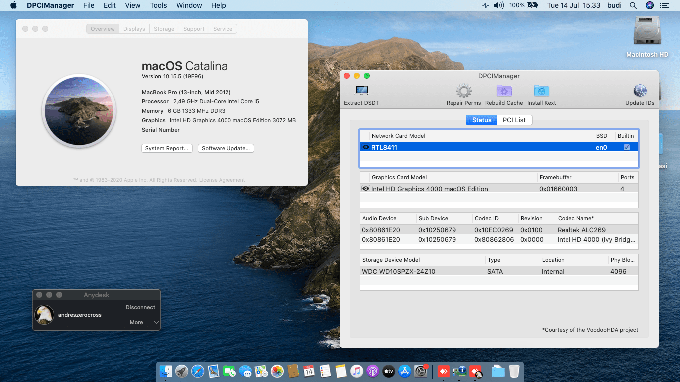Success Hackintosh macOS Catalina 10.15.5 Build 19F96 in Acer Aspire V3-471G